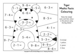 Tiger Maths Facts Colouring Page