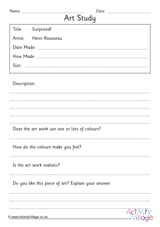 Tiger Art Study Worksheet