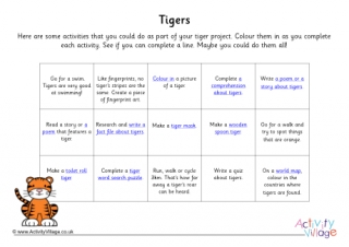 Tiger Project Activity Suggestions
