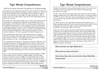 Tiger Woods Comprehension