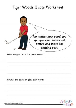 Tiger Woods Quote Worksheet