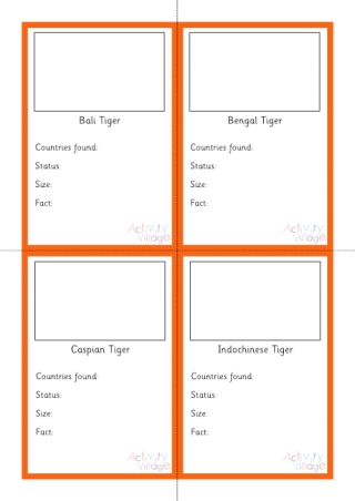 Tiger Subspecies Fact Cards