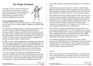 Tim Peake Factsheet