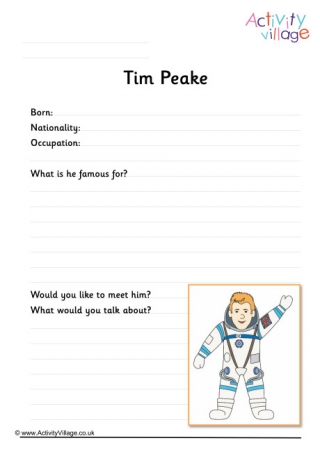 Tim Peake Worksheet 