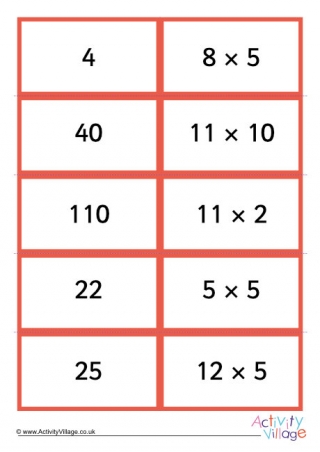 Times Table Dominoes Stage 1