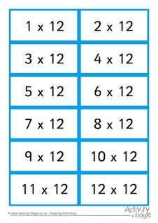 Times Tables Flash Cards - Double Sided