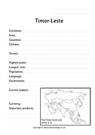 Timor Leste Fact Worksheet