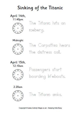 Titanic Timeline Worksheets