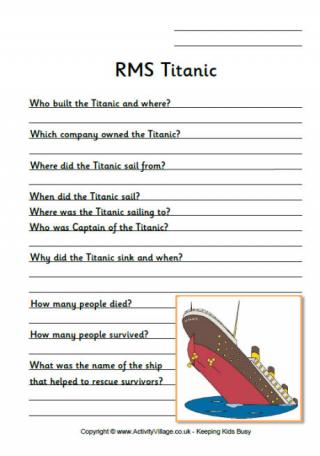 Titanic Research Worksheet