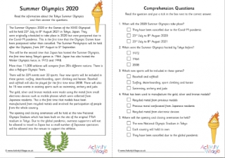 Tokyo 2020 Comprehension Multiple Choice