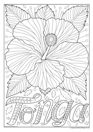Tonga National Flower Colouring Page