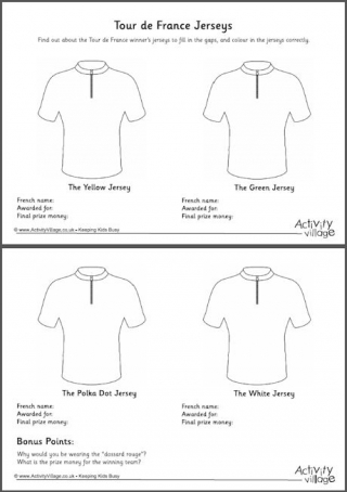 Tour de France Jerseys Worksheet