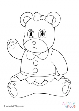 Toy Ballerina Bear Colouring Page