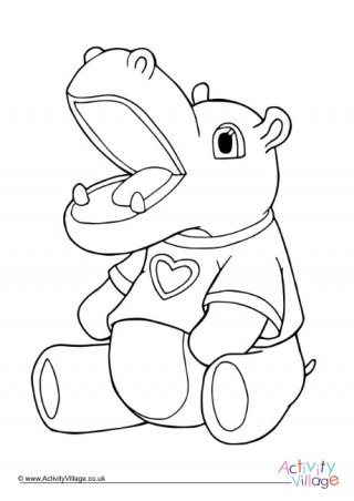 Toy Hippo Colouring Page