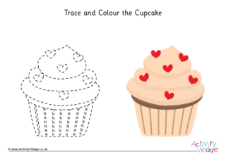 Trace and Colour the Cupcake 1