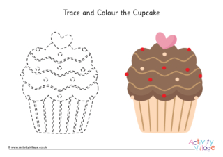 Trace and Colour the Cupcake 2