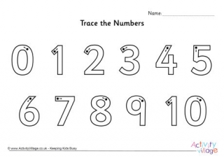 Trace the Numbers 0 to 10