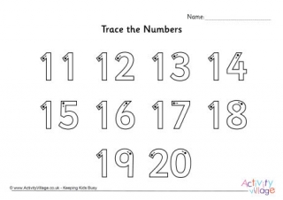 Trace the Numbers 11 to 20