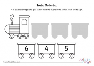 Train Ordering Cut And Paste Worksheet To 10