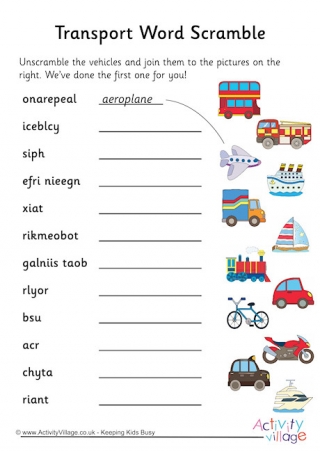 Transport Word Scramble 1