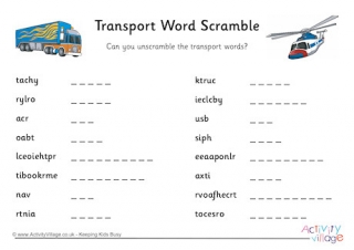 Transport Word Scramble 2
