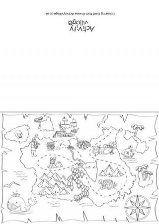 Treasure Map Colouring Card