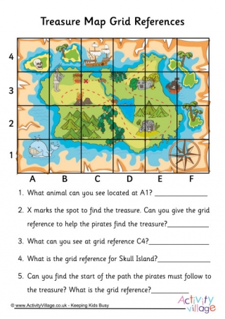 Treasure Map Grid Reference Worksheet