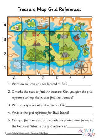Treasure Map Grid Reference Worksheet