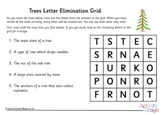 Trees Letter Elimination Grid