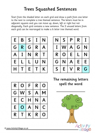 Trees Squashed Sentences Puzzle