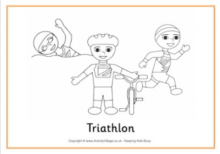 Triathlon Colouring Page