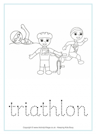 Triathlon Tracing Worksheet