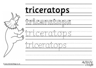 Triceratops Handwriting Worksheet