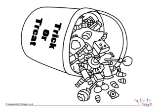 Trick or Treat Bucket Colouring Page