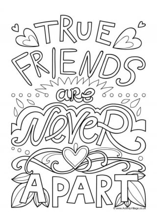 True Friends Are Never Apart Colouring Page