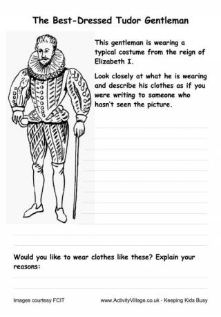 Tudor Fashion Worksheets - Elizabethan Male Costume 