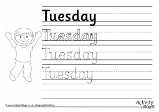 Tuesday Handwriting Worksheet