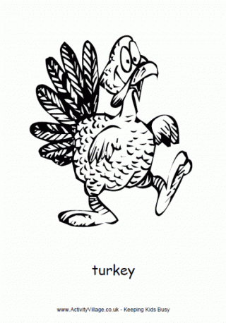 Turkey Cartoon Colouring Page