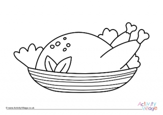 Turkey Dinner Colouring Page