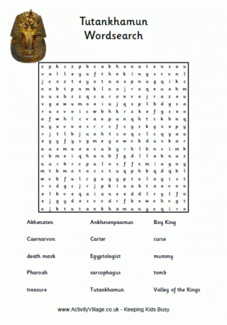 Tutankhamun Word Search Puzzle