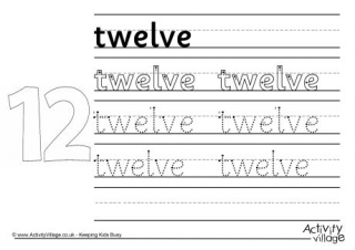 Twelve Handwriting Worksheet