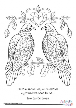 Two Turtle Doves Colouring Page