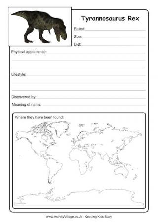 Tyrannosaurus Worksheet