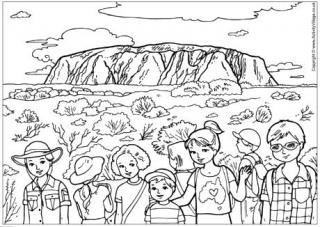 Uluru Colouring Page