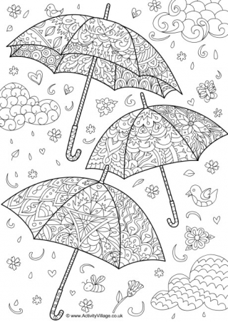 Download Spring Birds Doodle Colouring Page