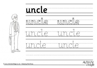 Uncle Handwriting Worksheet