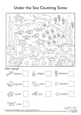 Under the Sea Counting Scene Worksheet