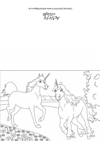 Unicorn Scene Colouring Card