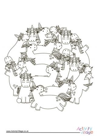 Unicorns Colouring Page