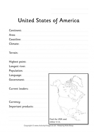 USA Fact Worksheet